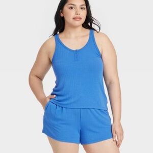 Auden Women's‎ Pointelle Henley Tank Top and Shorts Pajama Set​